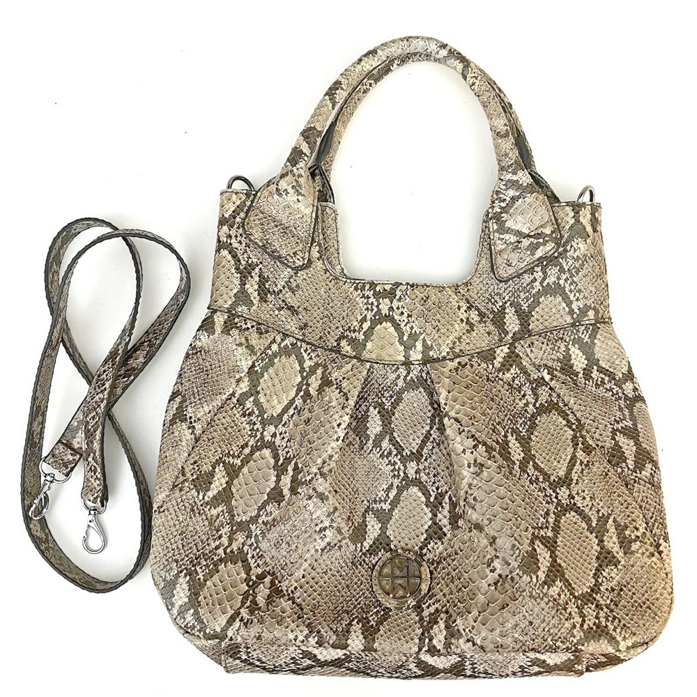 Marc Bouwer Python Print Tote Bag Convertible Cro… - image 1